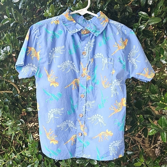 al & ray Other - Kids Blue Dinosaur Button Down Shirt‎ Jurassic